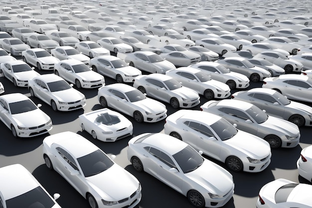 Nowy asortyment samochodów na sprzedaż u dealera przygotowany Wygenerowana sztuczna inteligencja sieci neuronowej
