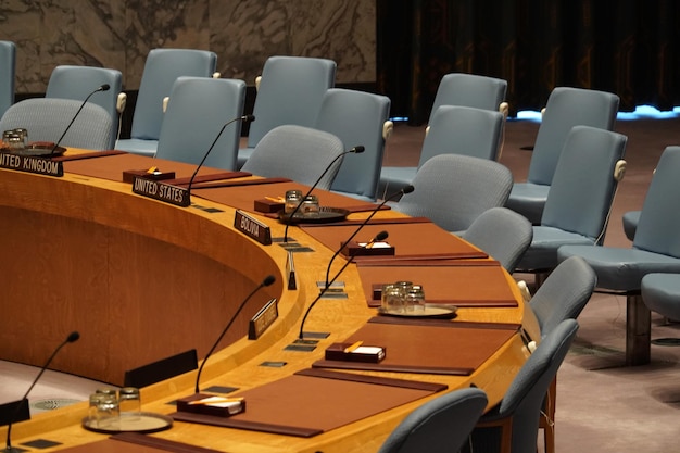Zdjęcie nowy jork, usa - 25 maja 2018 sala rady bezpieczeństwa organizacji narodów zjednoczonych