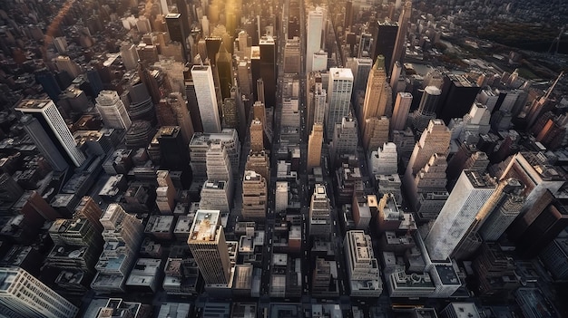 Nowy Jork widok powietrzny nad Manhattanem z mostem Brooklyn Generative Ai