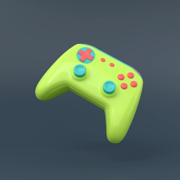 Nowy Kolorowy Joystick Na Ciemnym Tleilustracja 3d