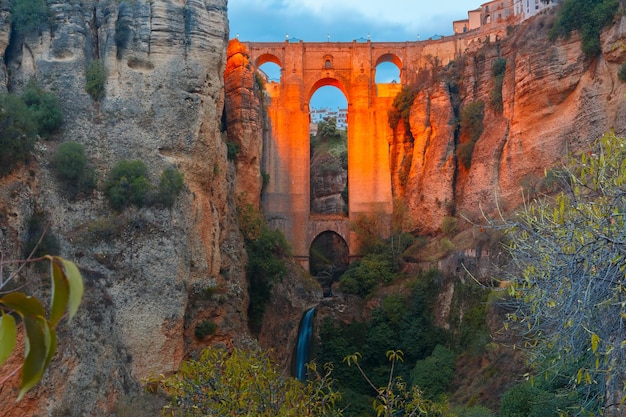 Nowy Most Puente Nuevo Nocą W Ronda Hiszpania