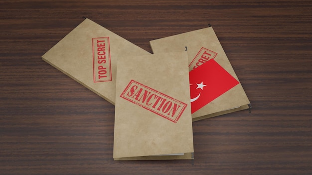 Zdjęcie nowy pakiet sankcji przeciwko sankcjom na indyki w folderze z dokumentami ściśle tajnymi