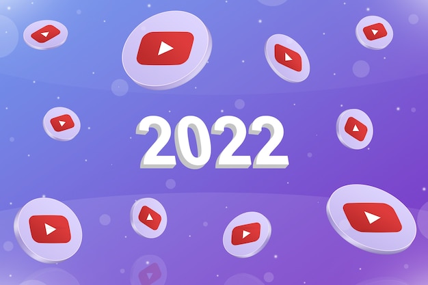 Nowy Rok 2022 Z Ikonami Sieci Społecznościowych Youtube Wokół 3d