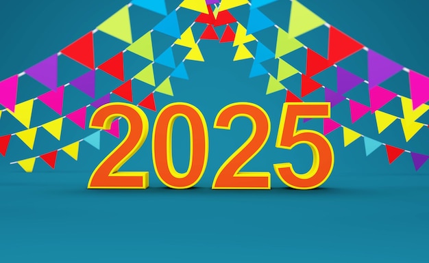 Nowy rok 2025 Kreatywny projekt koncepcyjny 3D Rendered Image