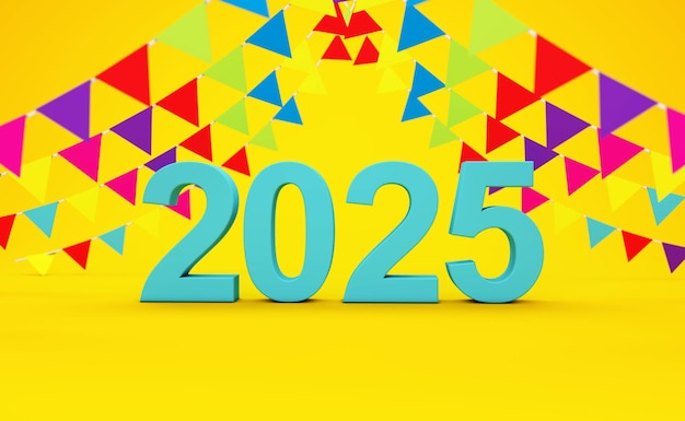Nowy rok 2025 Kreatywny projekt koncepcyjny 3D Rendered Image
