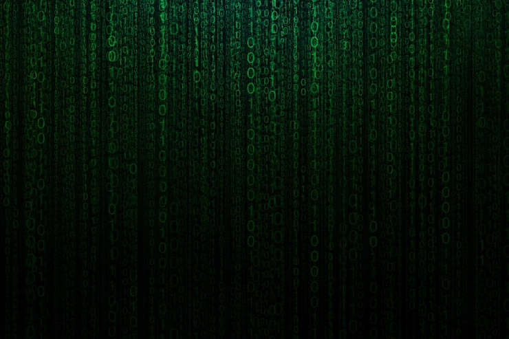 Zdjęcie nowy rok cyfrowy 2025: matryca, tło, kreatywne pomysły, technologia sztucznej inteligencji i bezpieczeństwo cybernetyczne