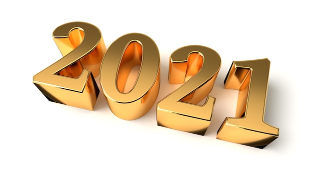 Nowy rok i koncepcja uroczystości. Złota liczba 2021