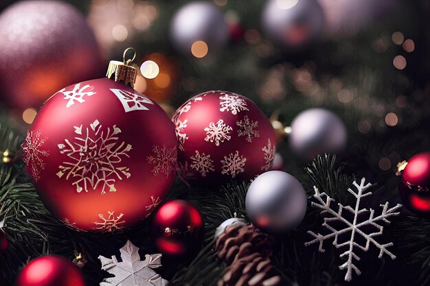 Nowy Rok i Wesołych Świąt Wakacje Zimowe tło Dekoracje świąteczne tło generatywne ai