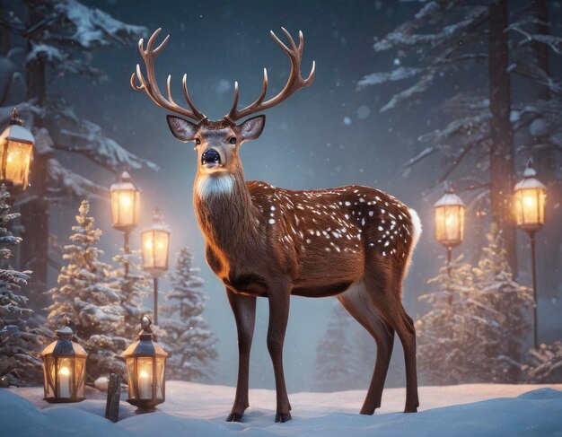 Nowy Rok jeleni studio światło nowy rok pełne ciało 3d