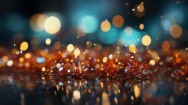 Zdjęcie nowy rok konfetti fajerwerki szczęśliwego nowego roku tło