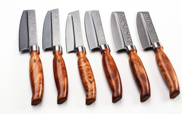 Noże ze stali damasceńskiej CuttingEdge Elegance dla koneserów izolowane na białym tle