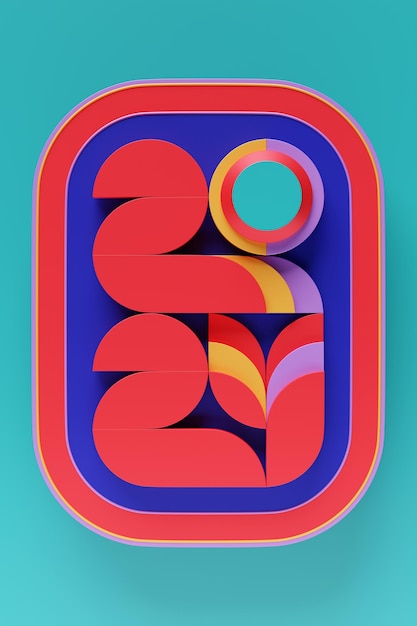 Numer nagłówka kalendarza 2024 na kolorowym tle Szczęśliwego Nowego Roku 2024 kolorowy tle