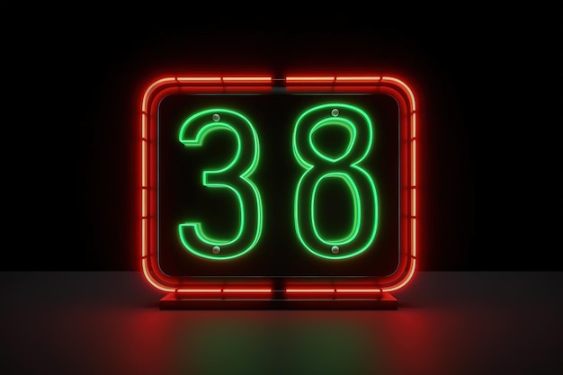 Numer trzydzieści osiem symbol wektor neon znak lekki sztandar neon znak lekki napis