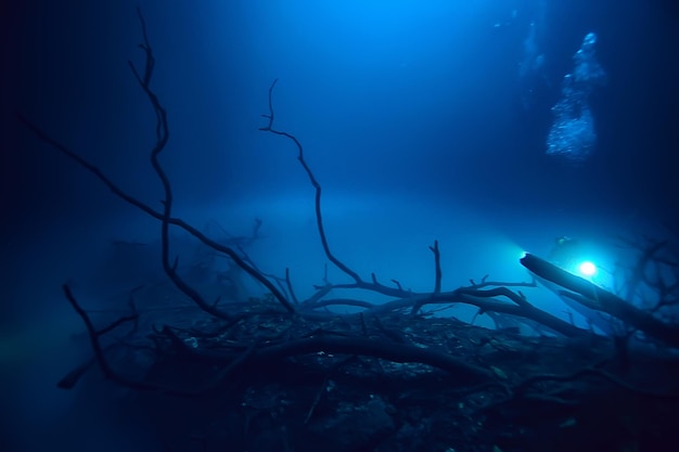 nurkowanie krajobrazowe w cenote, podwodna mgła siarkowodór, ekstremalna przygoda w meksyku