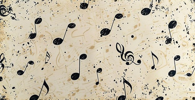 Zdjęcie nuty muzyczne na białej powierzchni z czarnymi kropkami i czarnym tłem