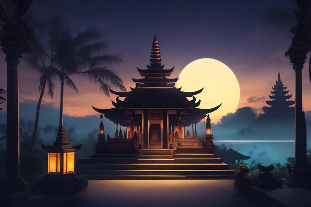 Nyepi Serenity Ilustracja balijskich hindusów obserwujących ciszę