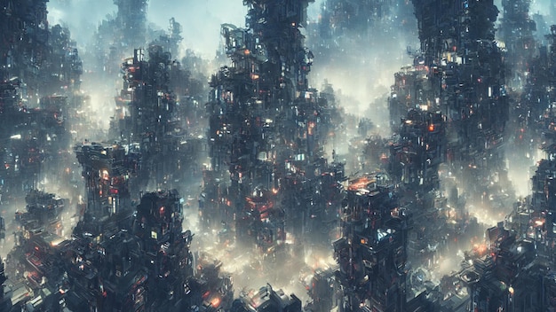 Obce Miasto Panorama Powierzchni Innej Planety Render 3d