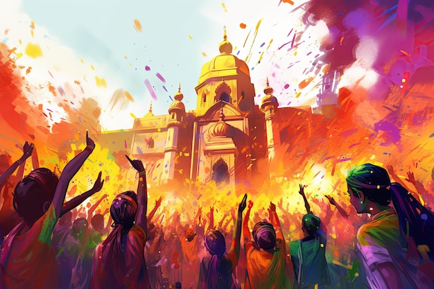 Obchody festiwalu Holi w Nandgaon w Indiach Każdy stan indyjski obchodzi Holi inaczej Festiwal Kolorów W Indiach