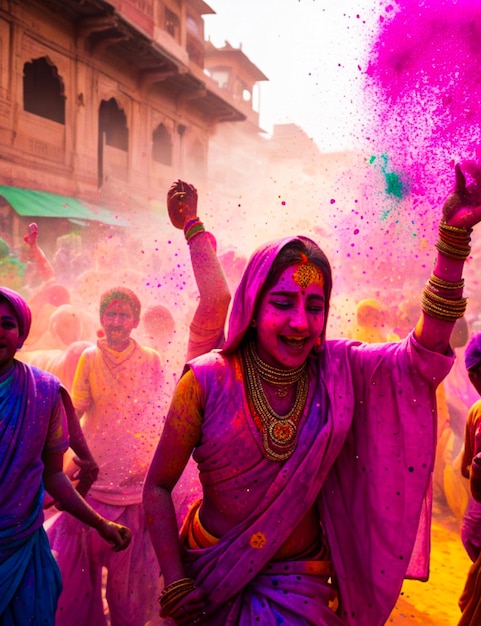 Zdjęcie obchody festiwalu holi w nandgaon w indiach każdy stan indyjski obchodzi święto holi w inny sposób