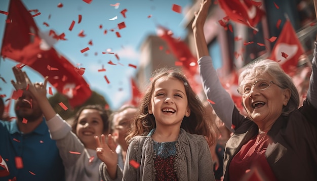 Obchody w Turcji konfetti na dzień matki, silni i dumni Turcy, szczęśliwi, dojrzali i modni