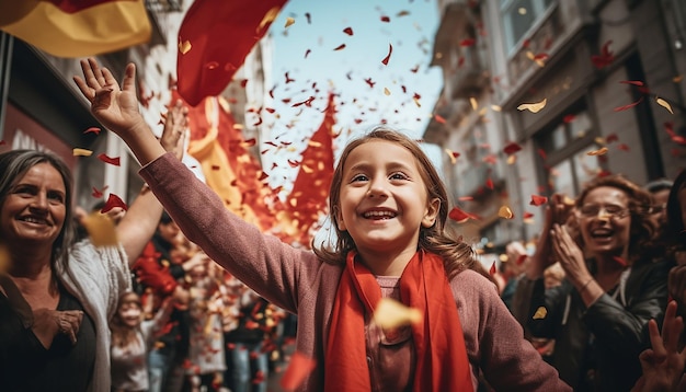 Zdjęcie obchody w turcji konfetti na dzień matki, silni i dumni turcy, szczęśliwi, dojrzali i modni