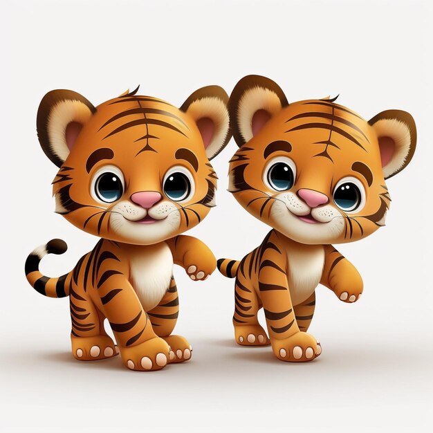obok siebie stoją dwa małe tygrysy, które generują sztuczną inteligencję