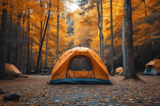 Obóz z namiotem w parku profesjonalna fotografia