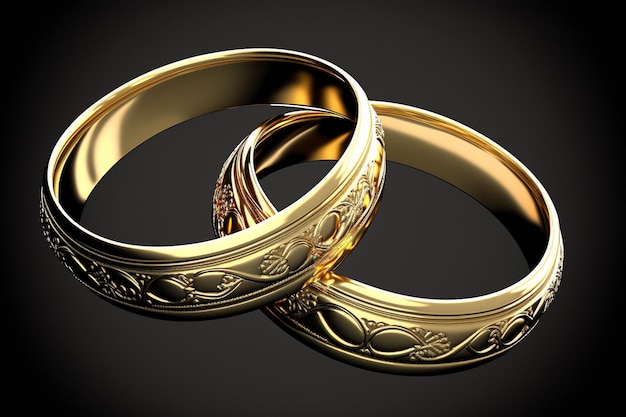 Obrączki ślubne Obrączki dla nowożeńców Złote obrączki Wygenerowane przez AI