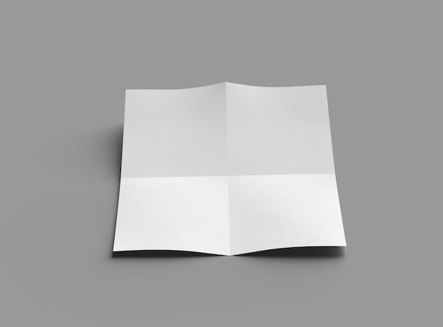 Obraz 3D zgiętego arkusza papieru A4 izolowanego na jasnym tle