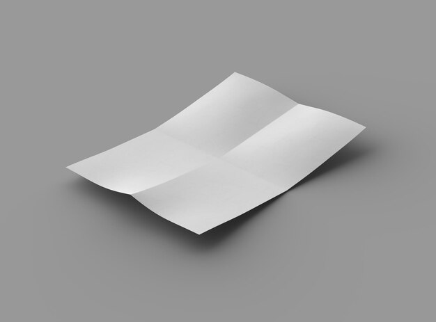 Obraz 3D zgiętego arkusza papieru A4 izolowanego na jasnym tle