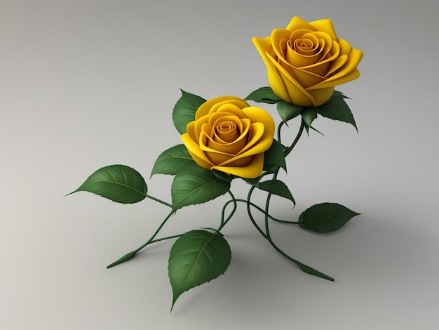 Obraz 3d żółtej róży