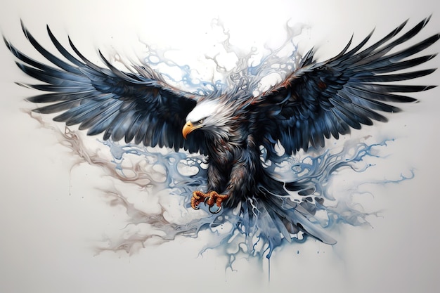 Obraz abstrakcyjnej fantazji orła rozkładającego skrzydła Ptaki Dzika przyroda Zwierzęta Ilustracja Generatywna sztuczna inteligencja