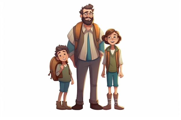 Obraz Arafeda mężczyzny i dwóch dzieci stojących razem generatywny ai