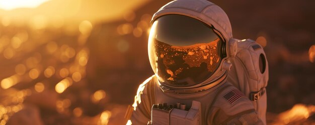 Obraz astronauty odkrywającego nowy świat poprzez eksplorację