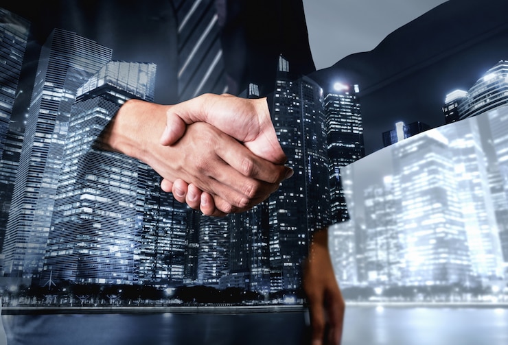 Zdjęcie obraz biznesu i finansów z podwójną ekspozycją