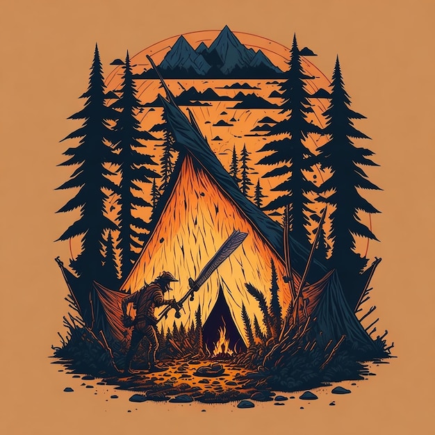Obraz Camping Ai do projektowania koszulek