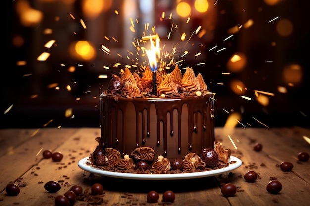Obraz ciasta urodzinowego izolowany na tle w graficznej ultra-realistycznej jakości hd w studiu