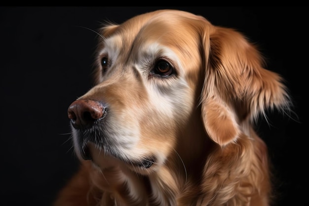 Obraz cute golden retriever psa na czarnym tle Pet Animals ilustracji generatywna AI