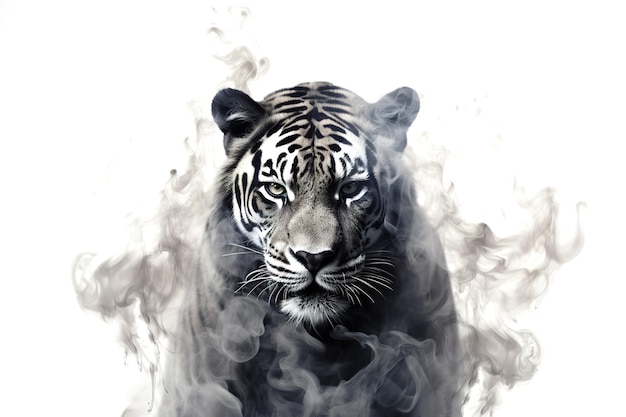 Obraz czarnego tygrysa na białym tle Ssaków Dzikie zwierzęta