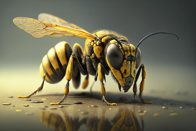 Obraz czarno-żółtej osy Insect Illustration generative AI