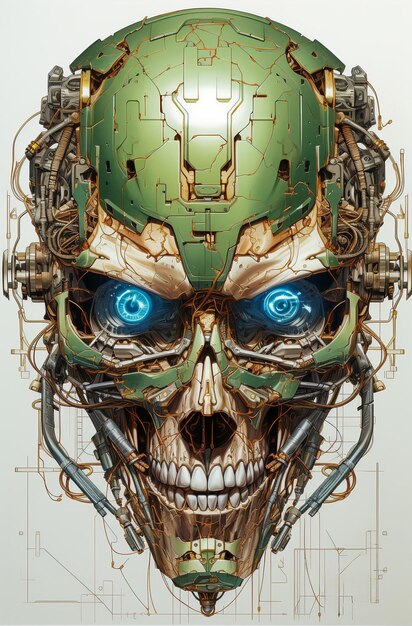 Zdjęcie obraz czaszki cyborga