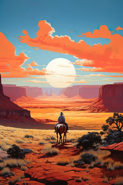 obraz człowieka na koniu na pustyni