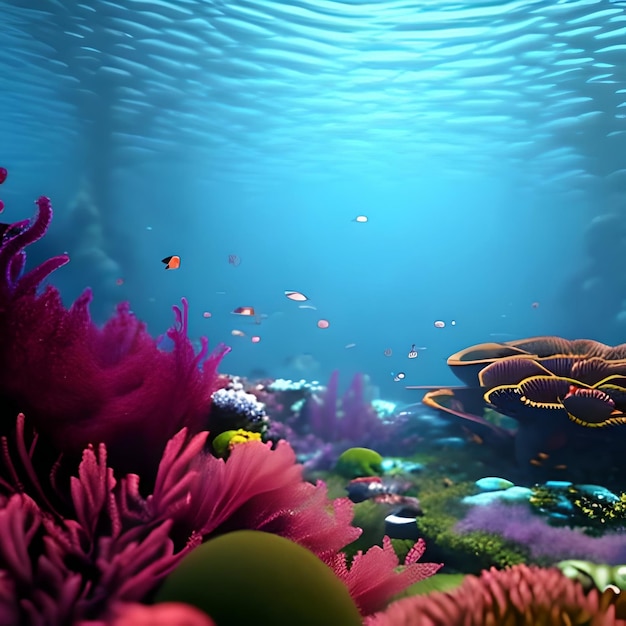 Obraz dla podłogi 3d Podwodny świat Korale Seahorse