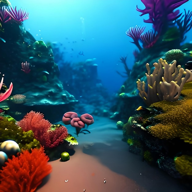 Obraz dla podłogi 3d Podwodny świat Korale Seahorse