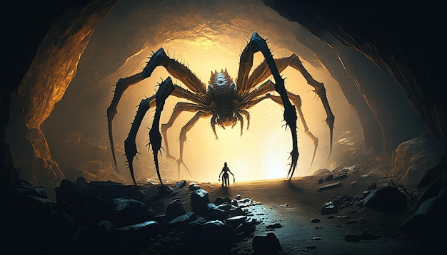 Obraz fantazji gigantycznego pająka Ai wygenerował grafikę