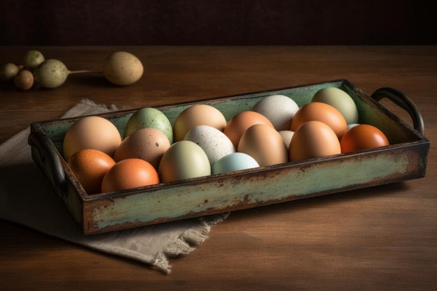 Obraz Farm Eggs Table Tray Średnia generatywna sztuczna inteligencja