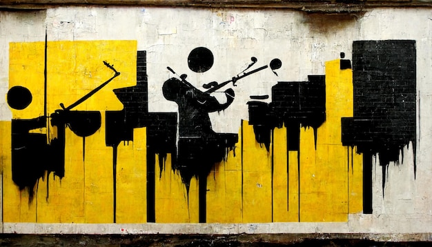 Obraz fortepianu z mężczyzną grającym na skrzypcach.