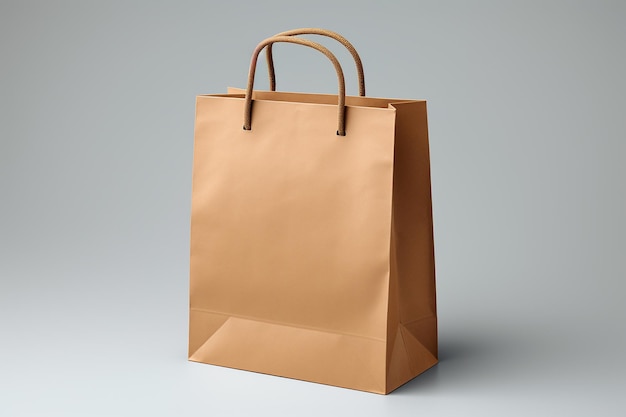 Zdjęcie obraz generatywnej ai zwykłej brązowej papierowej torby na zakupy na na białym tle