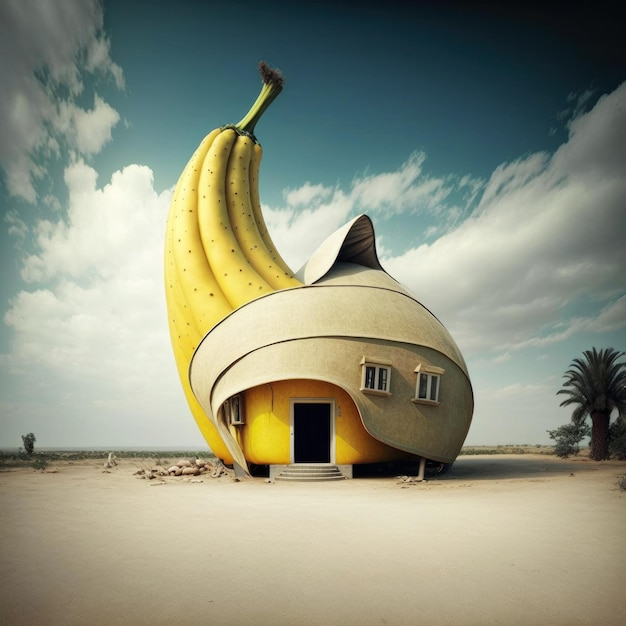 Obraz generowany przez ai piękny budynek w kształcie banana