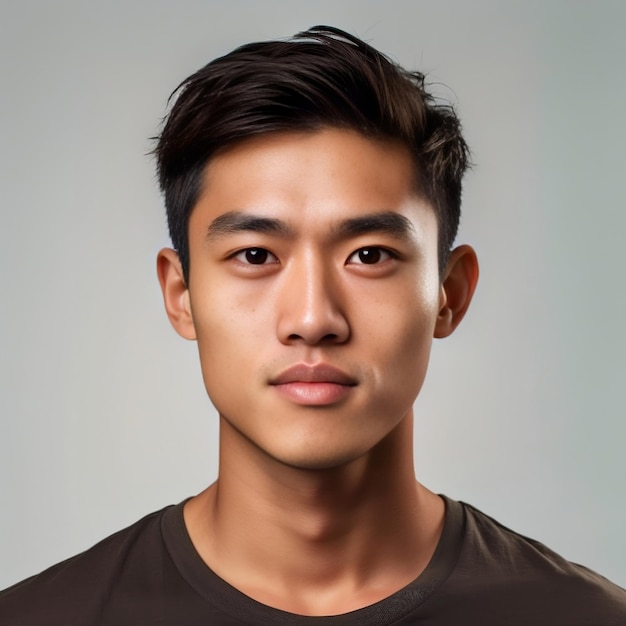 Obraz generowany przez AI Portret przystojnego mężczyzny z Azji